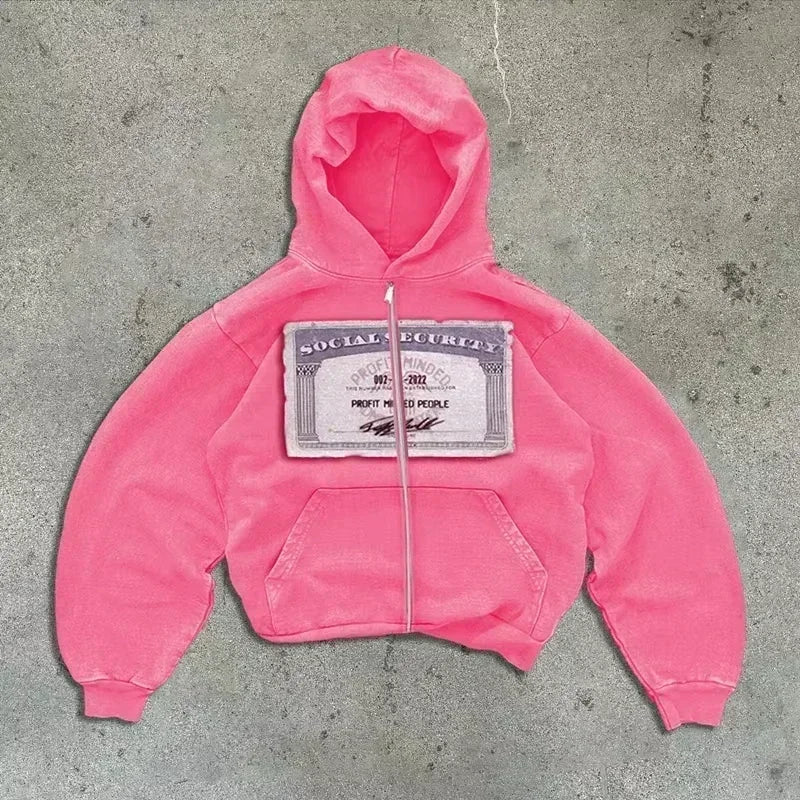 Zipper Hoodie Women Street Y2K New Punk American Hip Hop Joker Pattern 2025 Fleece Padded Sweatshirt Unisex Casual Hoodie