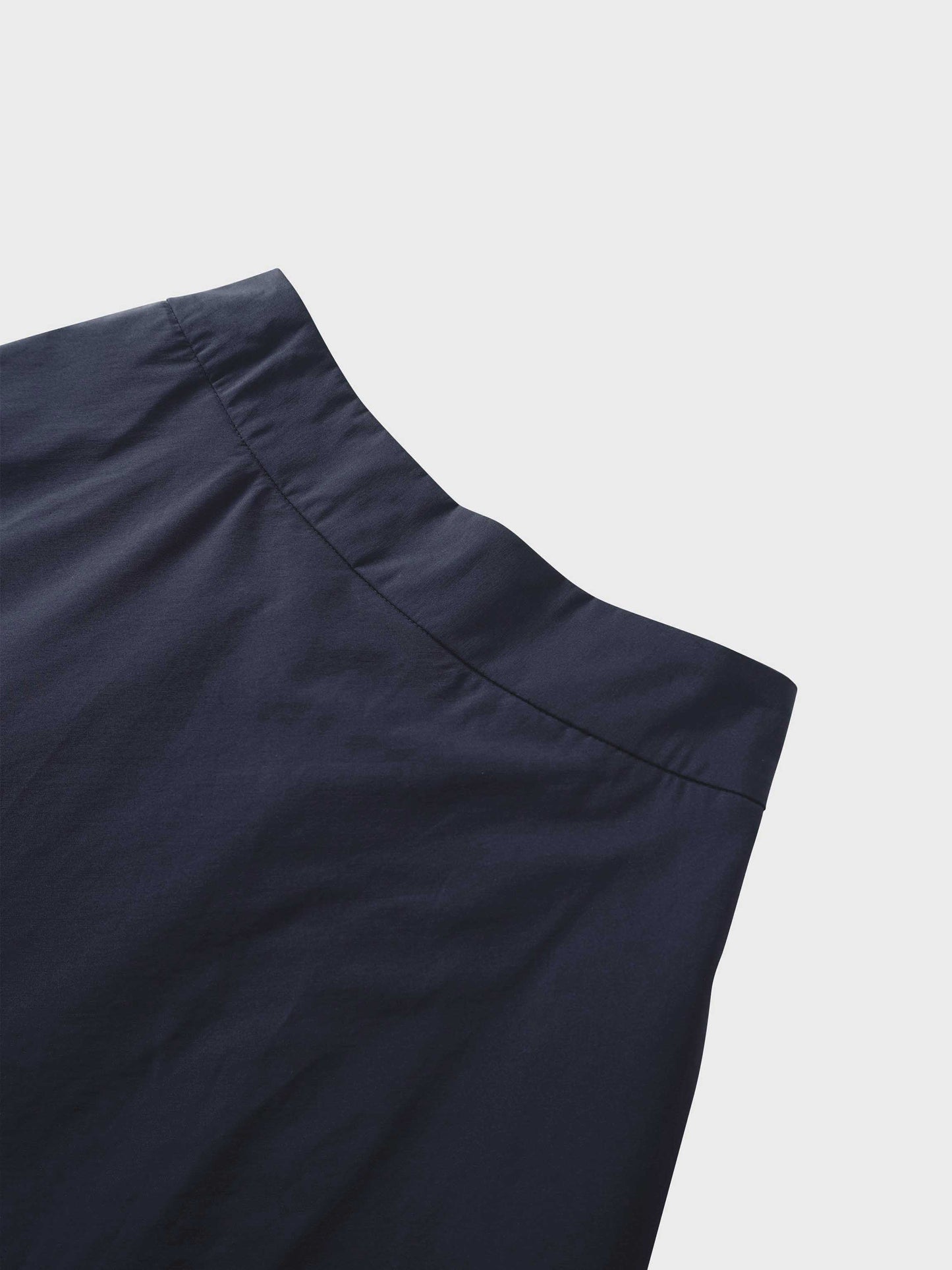 Elastic Back Maxi Cotton Blend Skirt-Navy