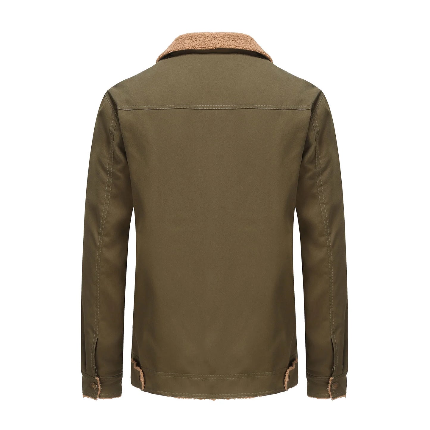 Men'S Winter Fleece Jacket Warm Sherpa Lined Trucker Coats Outwear Thickened Bomber Jackets with Pockets Army Green S