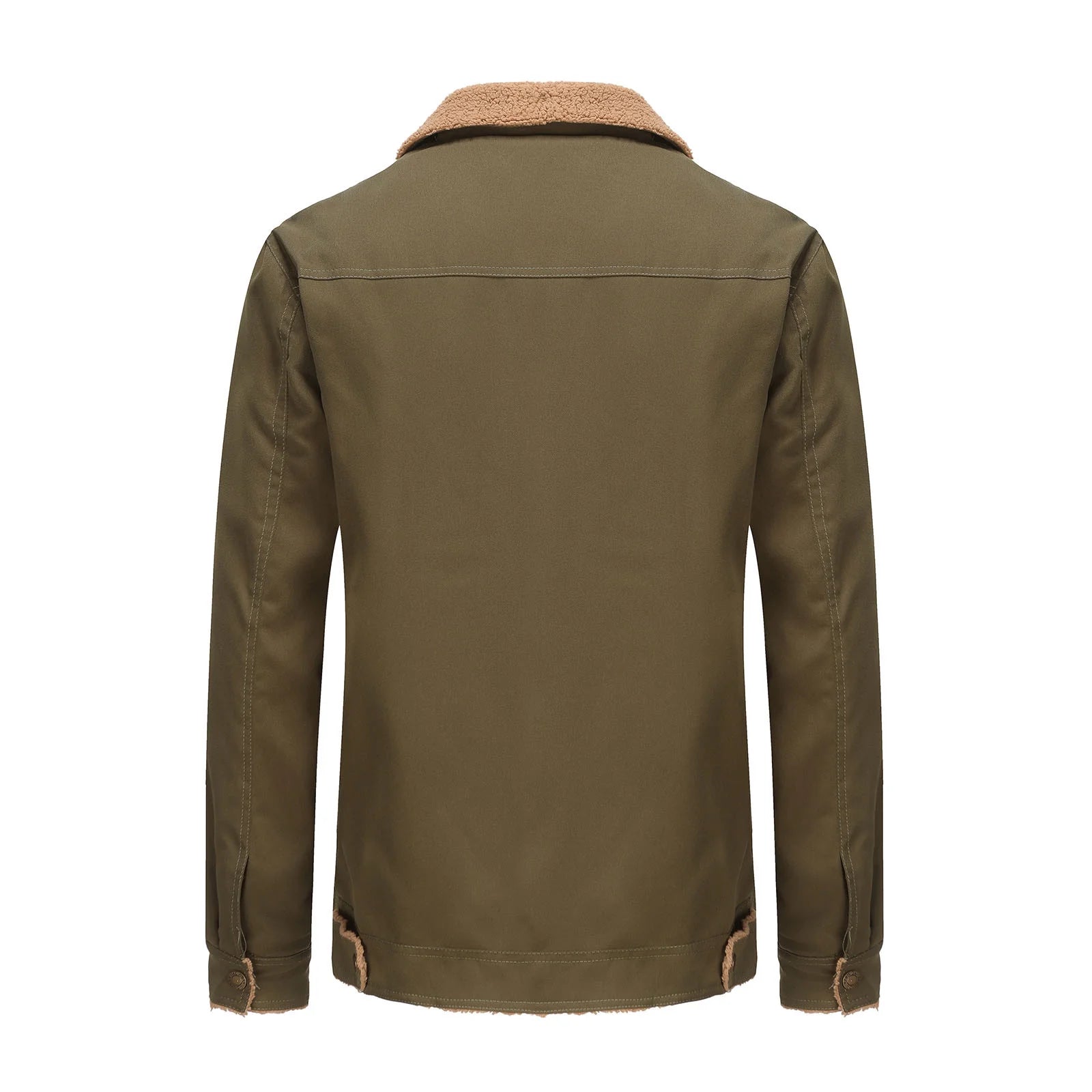 Men'S Winter Fleece Jacket Warm Sherpa Lined Trucker Coats Outwear Thickened Bomber Jackets with Pockets Army Green S