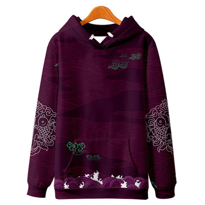 Harajuku Crane Print Hoodie Sweatshirt Autumn Japanese Casual Oversized Hooded Hoodie Hip Hop Pullover Women Men Clothing