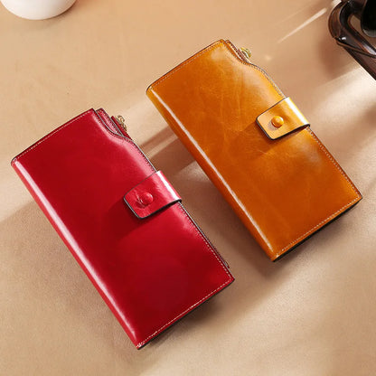 MAHEU Leather Long Wallet for women Genuine leather clutch purse real cowskin purse wallet for dress party long purse for laies