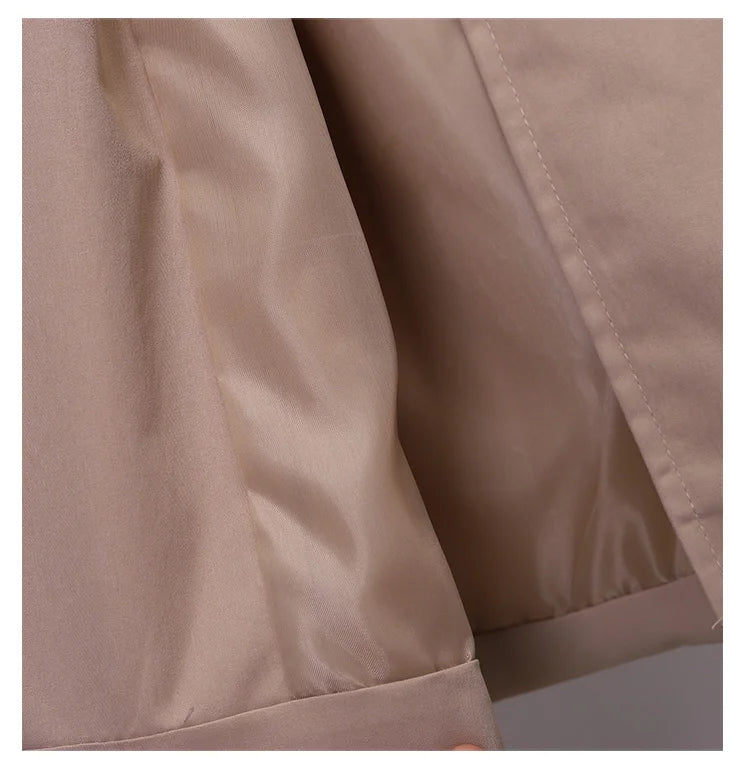 Khaki Double-breasted Women's Windbreaker Spring/Summer Korean Slim Turn down collar Ladies Outwear Plus Size Casual Trench Coat