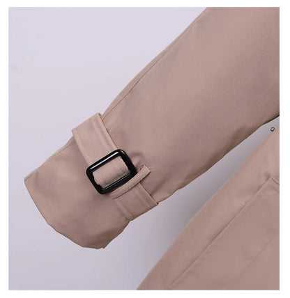 Khaki Double-breasted Women's Windbreaker Spring/Summer Korean Slim Turn down collar Ladies Outwear Plus Size Casual Trench Coat