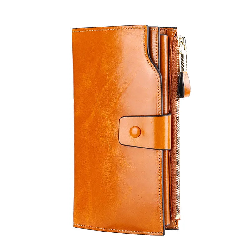 MAHEU Leather Long Wallet for women Genuine leather clutch purse real cowskin purse wallet for dress party long purse for laies