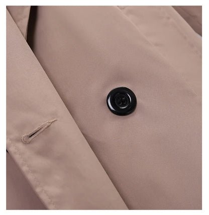 Khaki Double-breasted Women's Windbreaker Spring/Summer Korean Slim Turn down collar Ladies Outwear Plus Size Casual Trench Coat