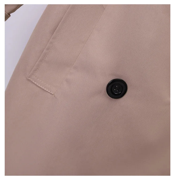 Khaki Double-breasted Women's Windbreaker Spring/Summer Korean Slim Turn down collar Ladies Outwear Plus Size Casual Trench Coat