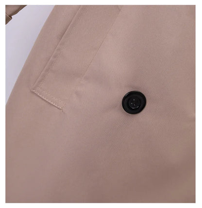 Khaki Double-breasted Women's Windbreaker Spring/Summer Korean Slim Turn down collar Ladies Outwear Plus Size Casual Trench Coat