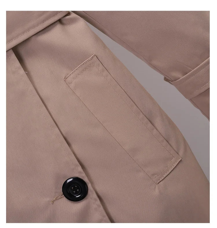 Khaki Double-breasted Women's Windbreaker Spring/Summer Korean Slim Turn down collar Ladies Outwear Plus Size Casual Trench Coat