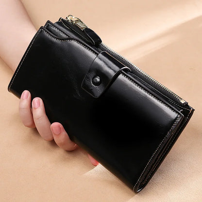 MAHEU Leather Long Wallet for women Genuine leather clutch purse real cowskin purse wallet for dress party long purse for laies