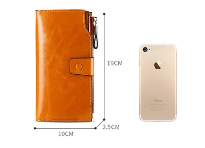 MAHEU Leather Long Wallet for women Genuine leather clutch purse real cowskin purse wallet for dress party long purse for laies