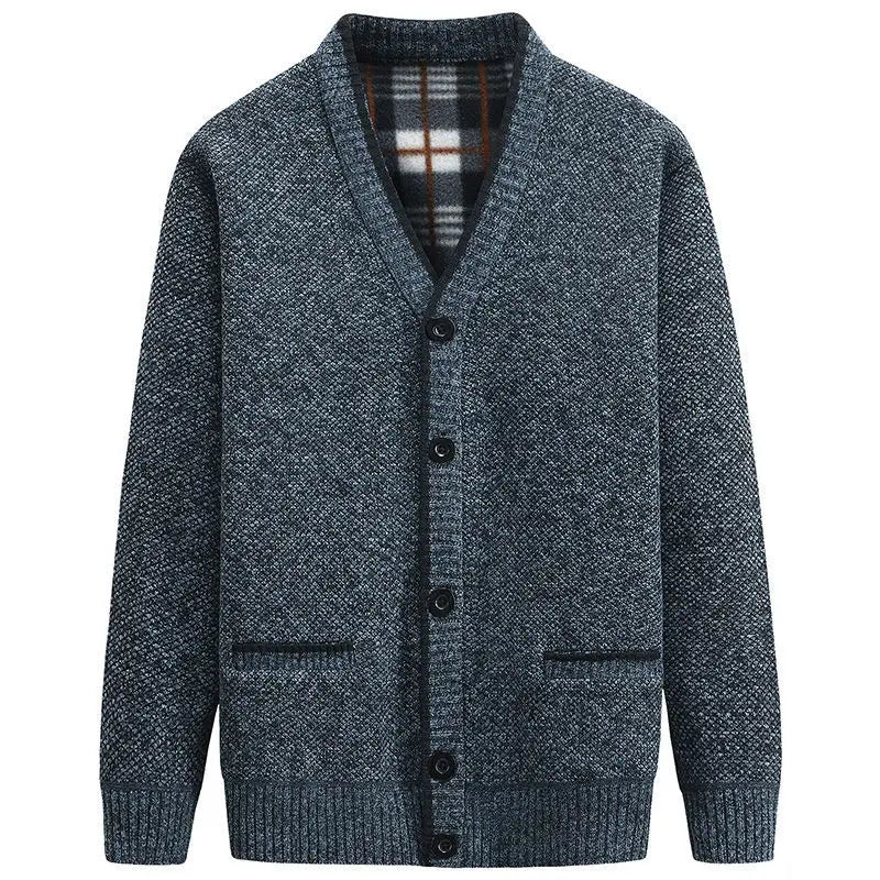 New Cardigan Men Autumn Winter Thick V Neck Knitted Sweater Coats Casual Warm Knitted Cardigan Men Fashion Mens Clothing 2023