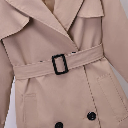 Khaki Double-breasted Women's Windbreaker Spring/Summer Korean Slim Turn down collar Ladies Outwear Plus Size Casual Trench Coat