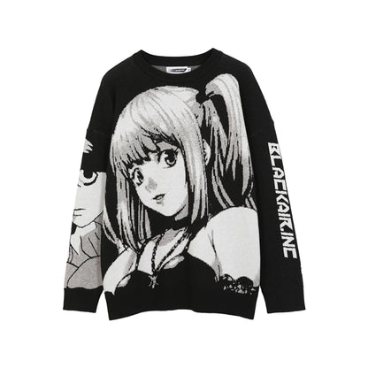 FGKKS Mens Hip Hop Streetwear Harajuku Sweater Vintage Japanese Style Anime Girl Knitted 2022 Cotton Pullover Sweaters Male