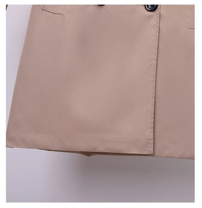 Khaki Double-breasted Women's Windbreaker Spring/Summer Korean Slim Turn down collar Ladies Outwear Plus Size Casual Trench Coat