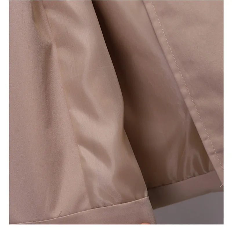 Khaki Double-breasted Women's Windbreaker Spring/Summer Korean Slim Turn down collar Ladies Outwear Plus Size Casual Trench Coat