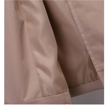 Khaki Double-breasted Women's Windbreaker Spring/Summer Korean Slim Turn down collar Ladies Outwear Plus Size Casual Trench Coat