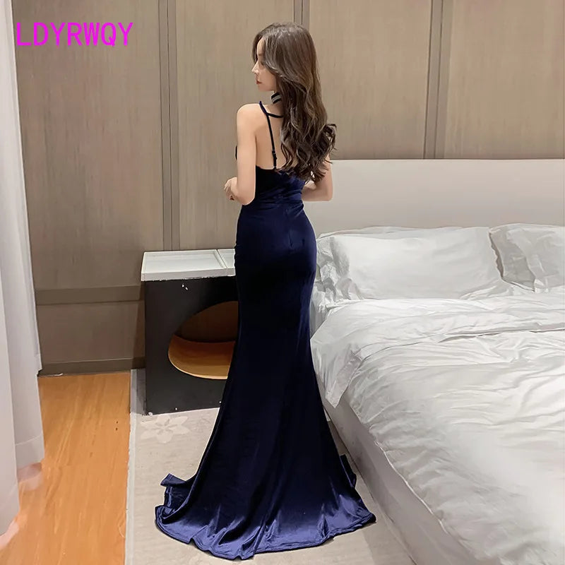 Night dress women's nightclub dress sexy low-cut temperament Sleeveless  Polyester  Office Lady  Solid  V-Neck
