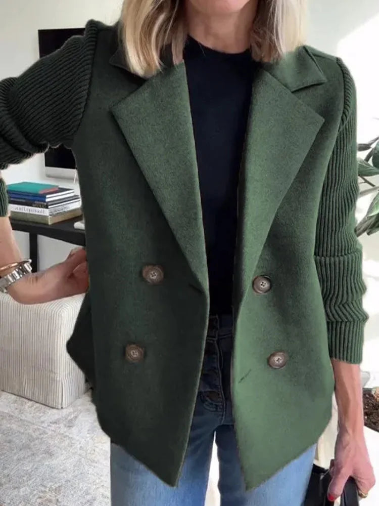 2025 Loungewear Jacket Women Spring Autumn Turn-Down Collar Simple Solid Patchwork Outerwear Long Sleeve Elegant Coat Streetwear