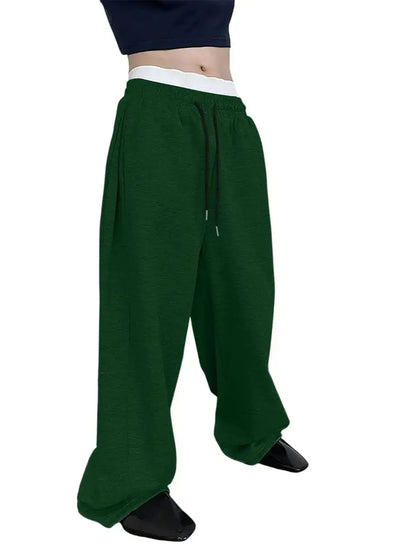 2025 men's wide leg sweatpants, European and American men's and women's sweatpants, waist drawstring straight leg loose casual s
