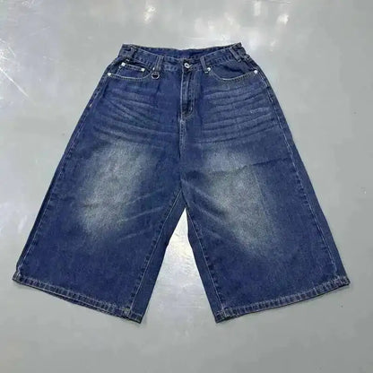 IEFB Summer Men's Denim Pants Old Blue Washed Male Jeans Straight Casual Menwear Loose Wide Leg Trousers New Fashion 9C354