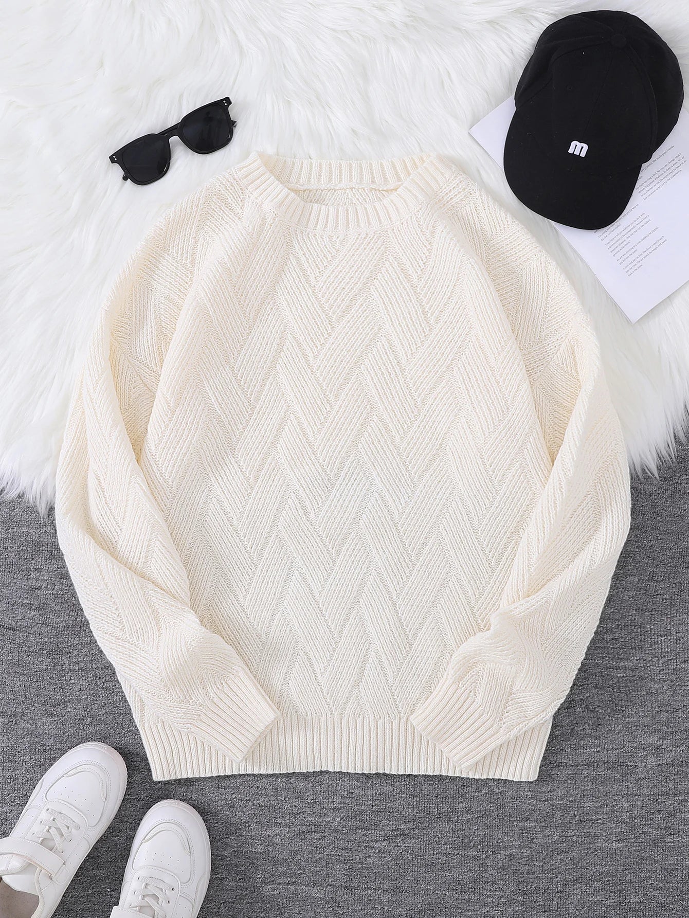 New Japanese-Style Round-Neck Couple's Sweater, Plain Knit, Casual Versatile Trendy Men's Long-Sleeve Sweater Top