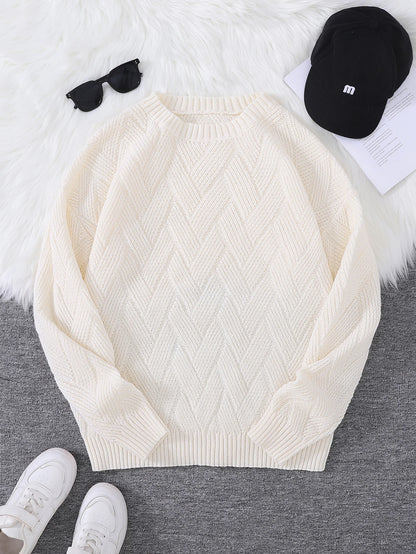 New Japanese-Style Round-Neck Couple's Sweater, Plain Knit, Casual Versatile Trendy Men's Long-Sleeve Sweater Top