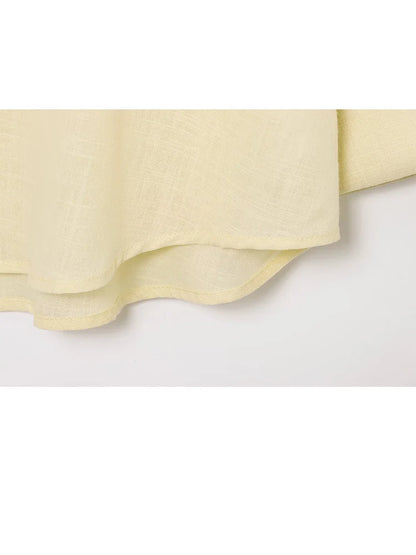 HH 2025 Casual Women Soild Linen Loose Shirt Summer Female Lapel Collar Long Sleeve Oversized Office Wear Lady Blouse