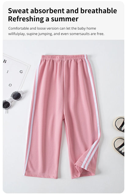 Children's Summer And Autumn Basic Versatile Solid Color Wide Leg Pants For Girls Casual Straight Leg Pants For Boys Sports Pant