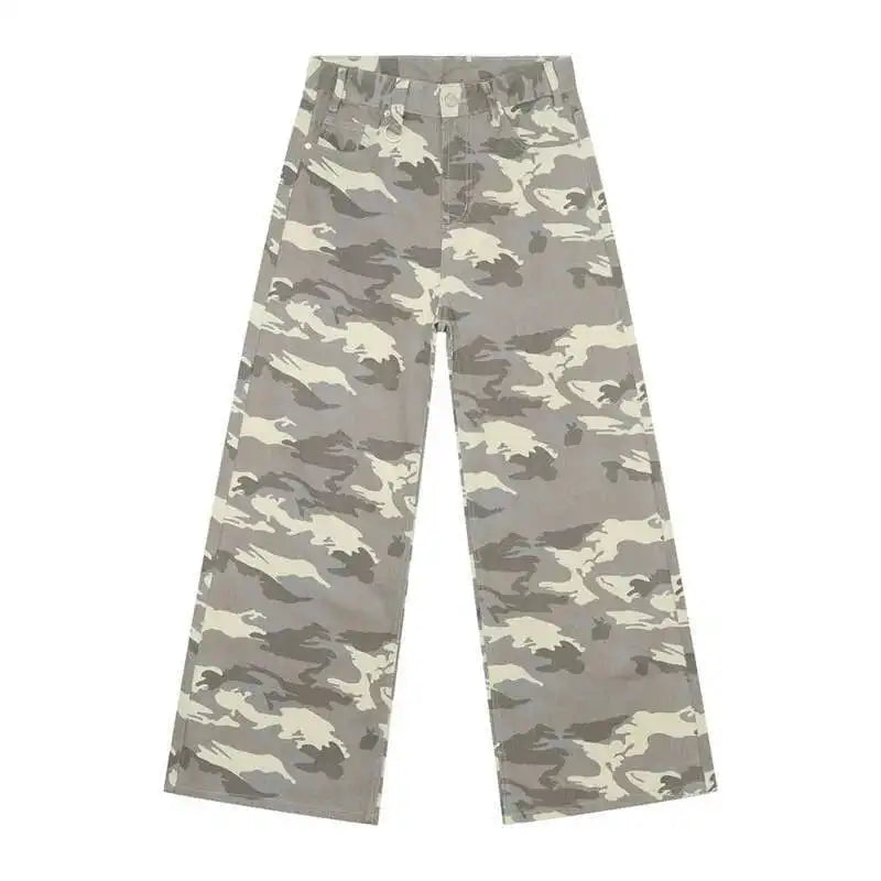 IEFB High Street Men's Denim Pants Camouflage Casaul Straight Bottom Simple Wide Leg Loose Trousers Spring Stylish 2026 9C354