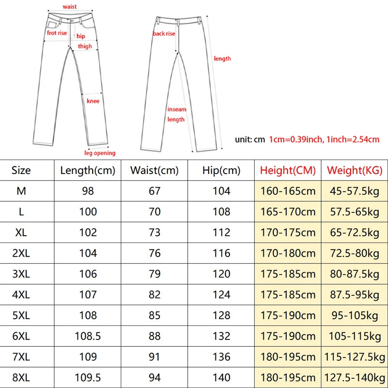 8XL New Wide Leg Washing Jean Pants Men Trousers Neutral Solid Color Loose Casual Straight Outdoor Fashion Plus Size Pants