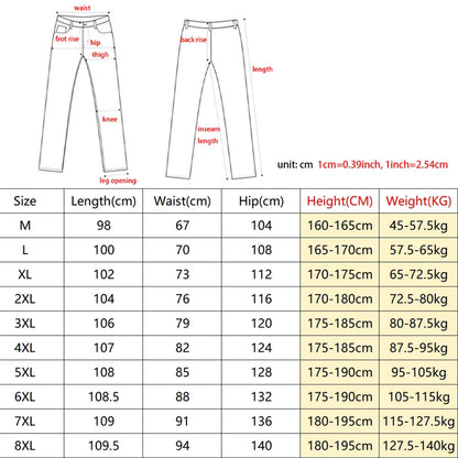 8XL New Wide Leg Washing Jean Pants Men Trousers Neutral Solid Color Loose Casual Straight Outdoor Fashion Plus Size Pants