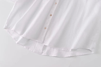 HH 2025 Casual Women Soild Linen Loose Shirt Summer Female Lapel Collar Long Sleeve Oversized Office Wear Lady Blouse