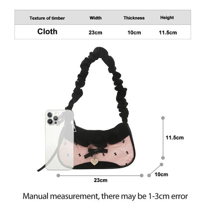 Fashion Grid Women Bag Lace Ribbon Stretchable Shoulder Strap Single Shoulder Underarm Bag Daily Commuting Student Handbag