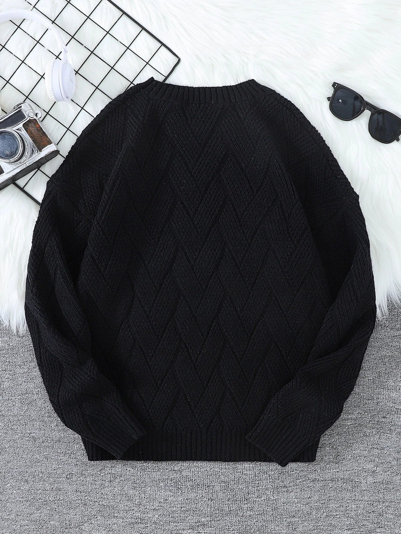 New Japanese-Style Round-Neck Couple's Sweater, Plain Knit, Casual Versatile Trendy Men's Long-Sleeve Sweater Top