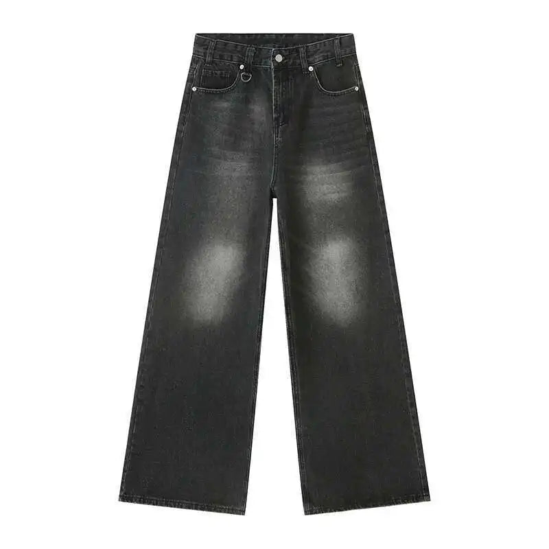 IEFB Vintage Camouflage Men's Jeans Fashion Washed Casual Wide Leg Denim Pants Autumn Winter Loose Male Trousers Old Blue 9C354