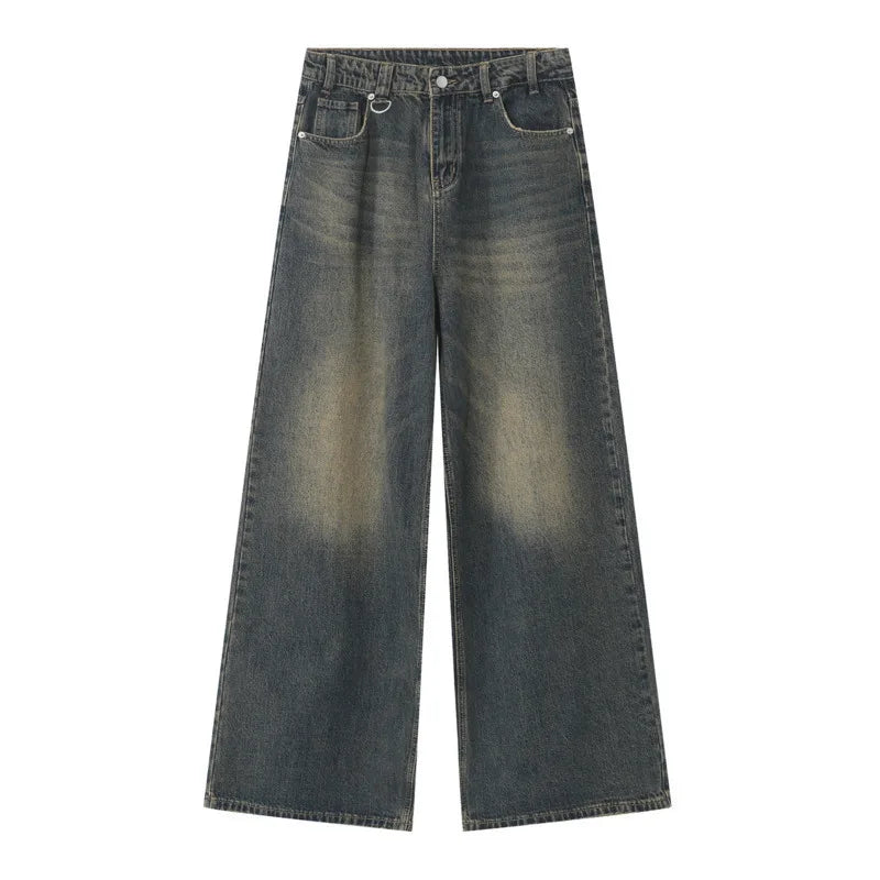 IEFB High Street Men's Denim Pants Camouflage Casaul Straight Bottom Simple Wide Leg Loose Trousers Spring Stylish 2026 9C354