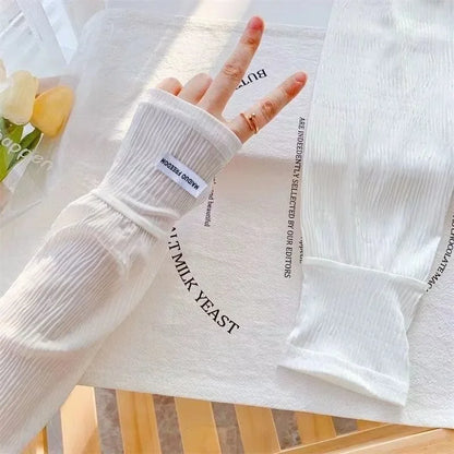 Ice silk sunscreen sleeves, solid color, simple Korean version, driving, cycling, sun shading, UV protection, summer
