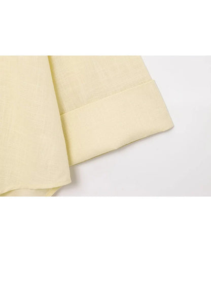 HH 2025 Casual Women Soild Linen Loose Shirt Summer Female Lapel Collar Long Sleeve Oversized Office Wear Lady Blouse