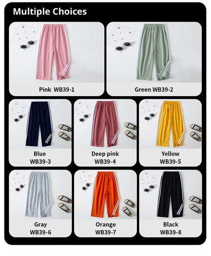 Children's Summer And Autumn Basic Versatile Solid Color Wide Leg Pants For Girls Casual Straight Leg Pants For Boys Sports Pant