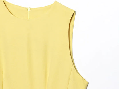 ETJ2025 summer new  women's ZW series elegant simple classic puffy round neck sleeveless waist short dress