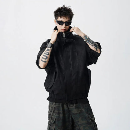 WTHT Fashion Men‘s Plush Spliced Thicken Design Loose Coats Trendy 2025 Autumn Solid Color Laple Casual Jackets Male 2A2218