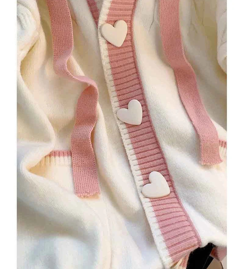 Cute Sweet Cardigan Sweaters Women Lazy Wind White Knitted Coats Long Sleeve Loose Female Japan Kawaii Elegant Hooded Tops
