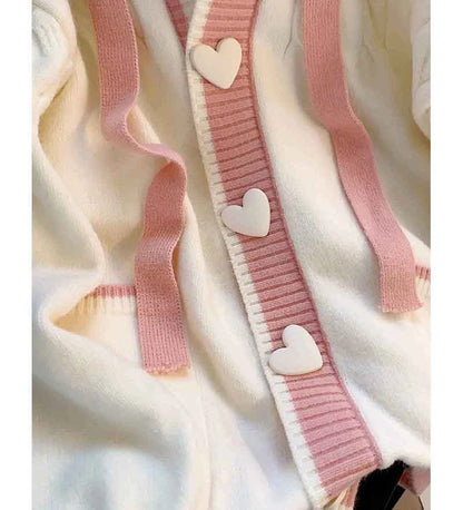 Cute Sweet Cardigan Sweaters Women Lazy Wind White Knitted Coats Long Sleeve Loose Female Japan Kawaii Elegant Hooded Tops