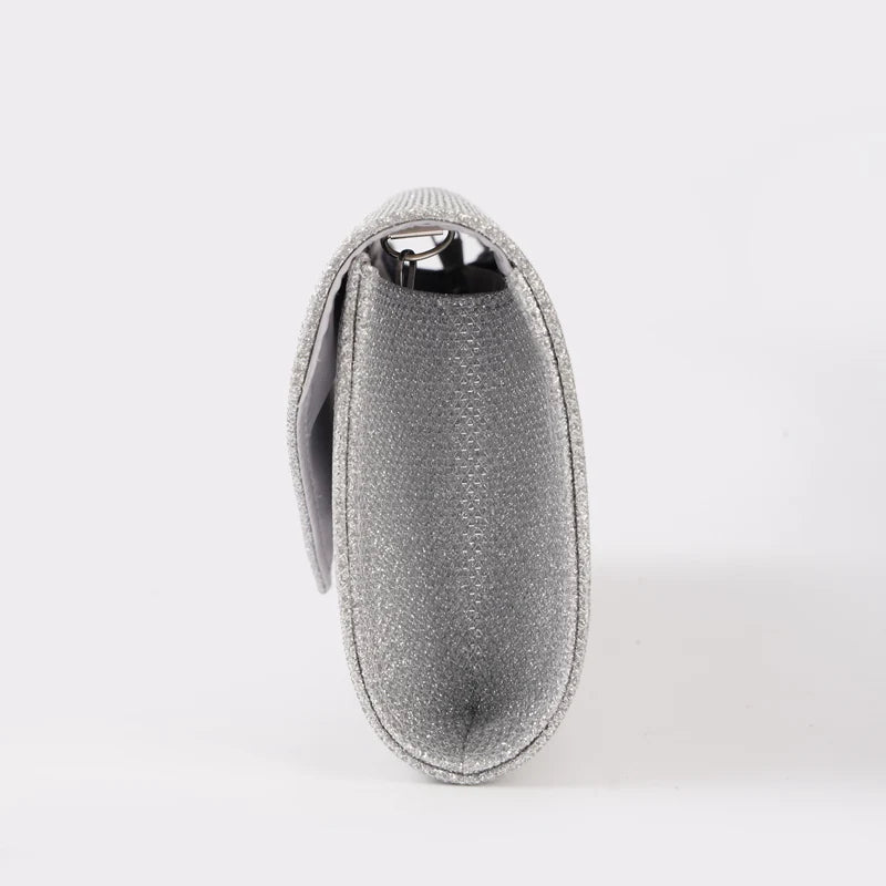Glitter Envelope Handbag Women Silver Shiny Chain Shoulder Bag Ladies Mini Crossbody Flap Fashion Small Dress Day Clutch