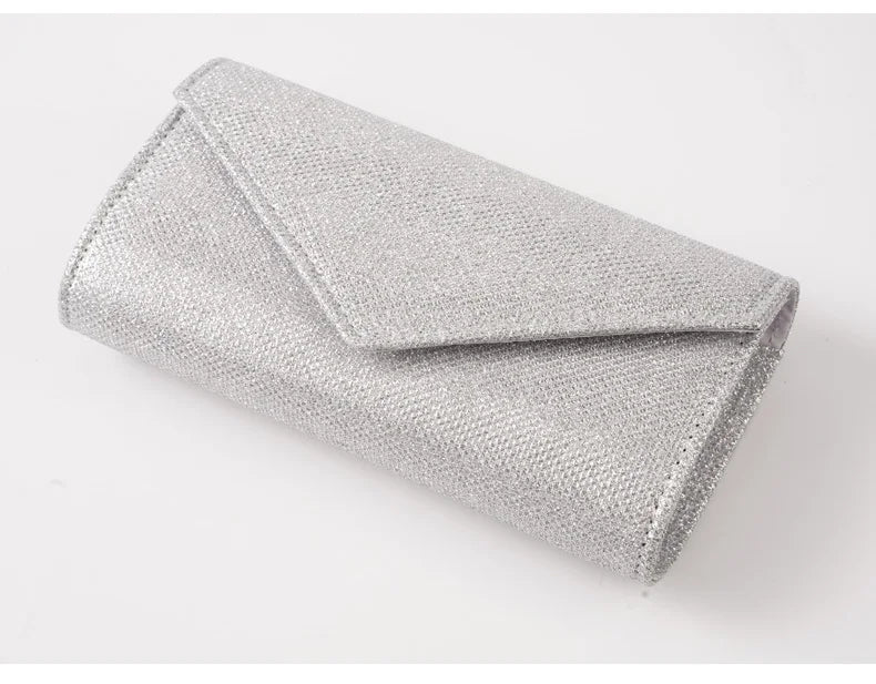 Glitter Envelope Handbag Women Silver Shiny Chain Shoulder Bag Ladies Mini Crossbody Flap Fashion Small Dress Day Clutch