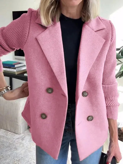 2025 Loungewear Jacket Women Spring Autumn Turn-Down Collar Simple Solid Patchwork Outerwear Long Sleeve Elegant Coat Streetwear
