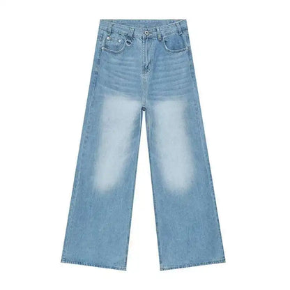 IEFB Vintage Camouflage Men's Jeans Fashion Washed Casual Wide Leg Denim Pants Autumn Winter Loose Male Trousers Old Blue 9C354