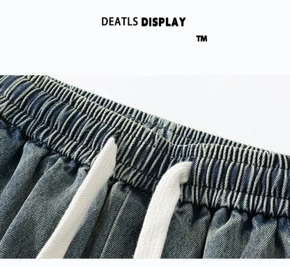 8XL New Wide Leg Washing Jean Pants Men Trousers Neutral Solid Color Loose Casual Straight Outdoor Fashion Plus Size Pants