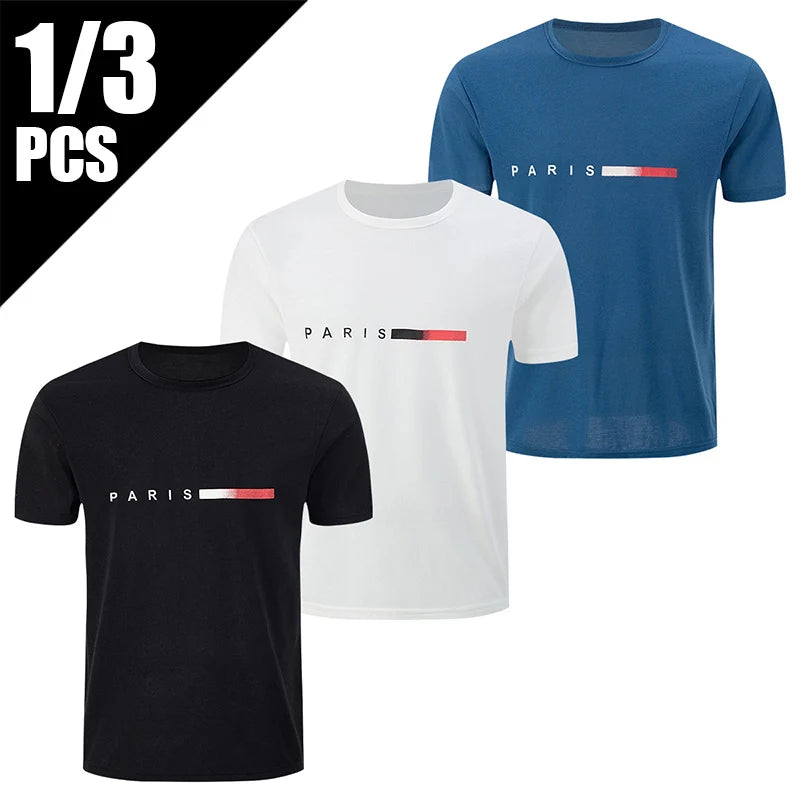 1/3 Pieces Summer Fashion Sports Outerwear Men's Short sleeved Round Neck T-shirt Running Fitness Training Clothes For Teenagers